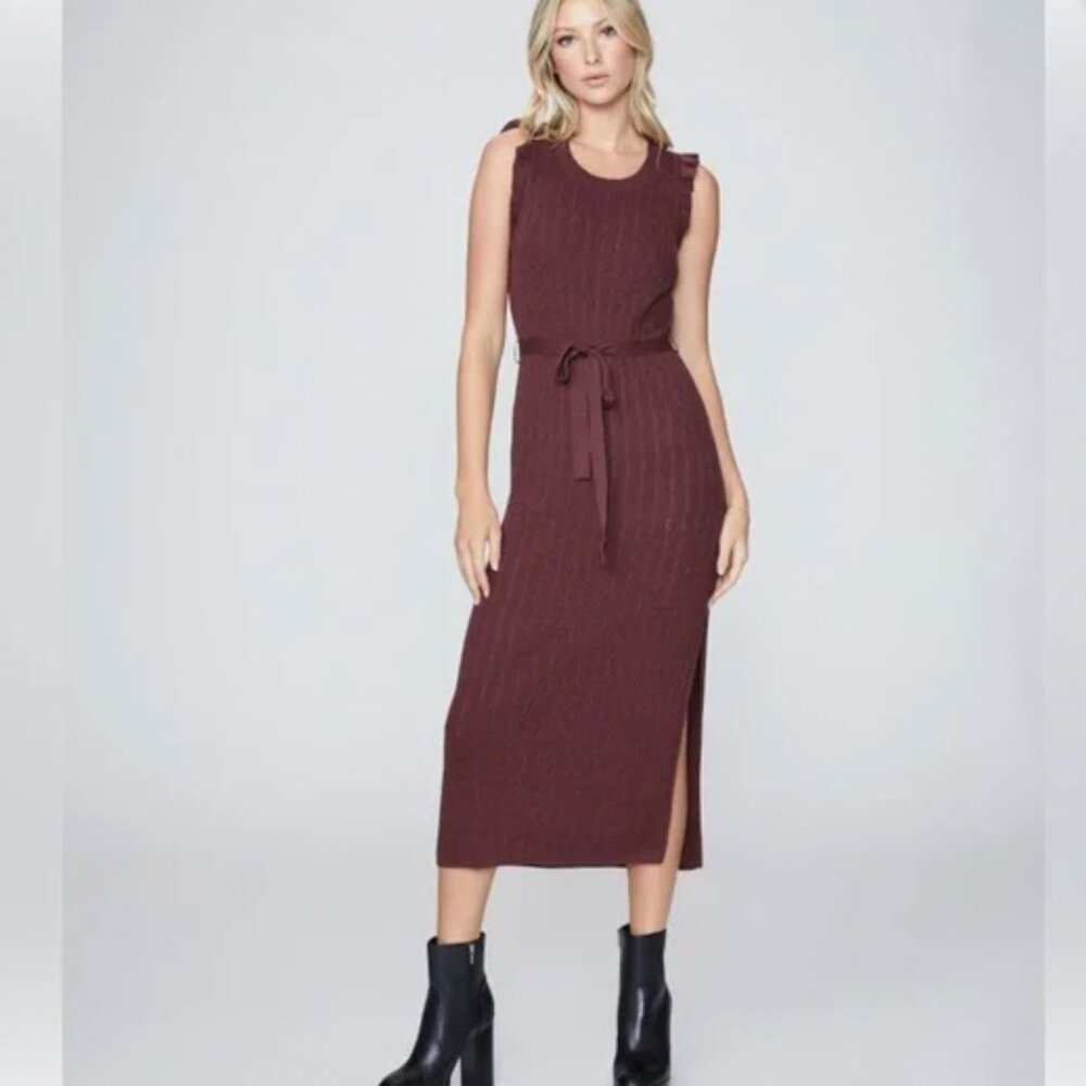 PAIGE Brown Knit Midi Maxi Dress Cotton & SIlk XS